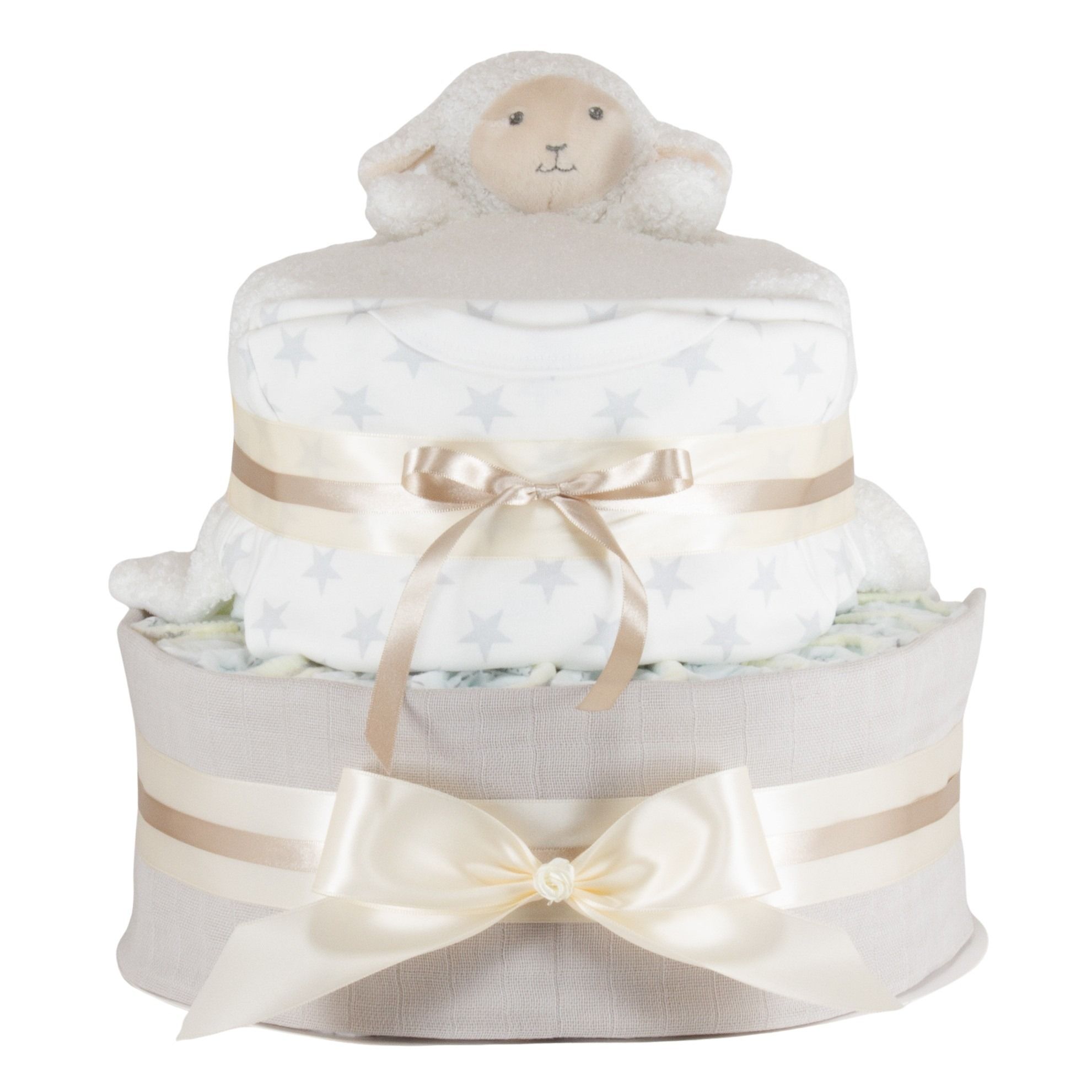 Windeltorte Baby Lamm weiss